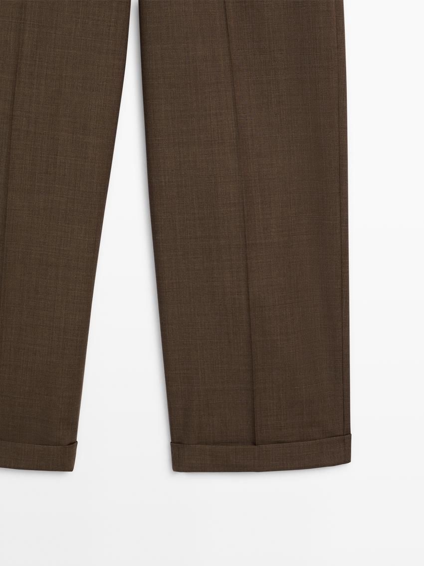 Massimo Dutti Straight-leg Wool Women Trousers Brown Beige | US-CP0145273