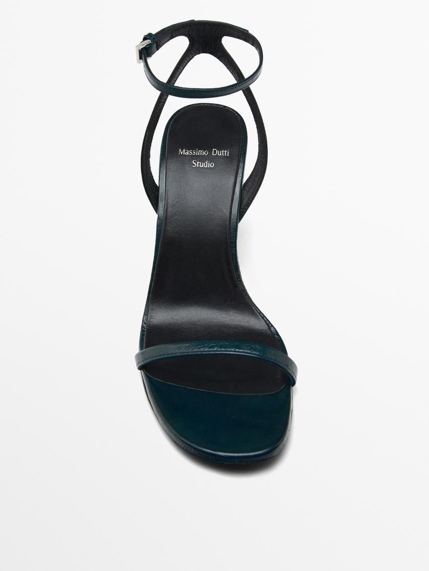 Massimo Dutti Strap - Studio Women Heeled Sandals Dark Green | US-PB6183907