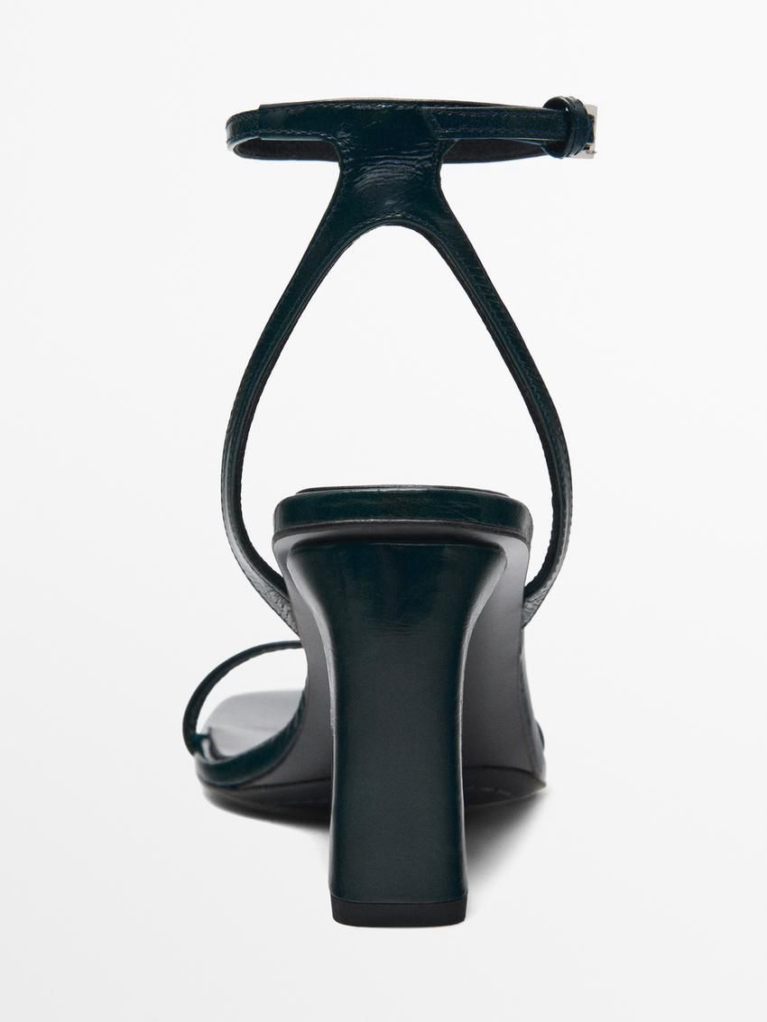 Massimo Dutti Strap - Studio Women Heeled Sandals Dark Green | US-PB6183907