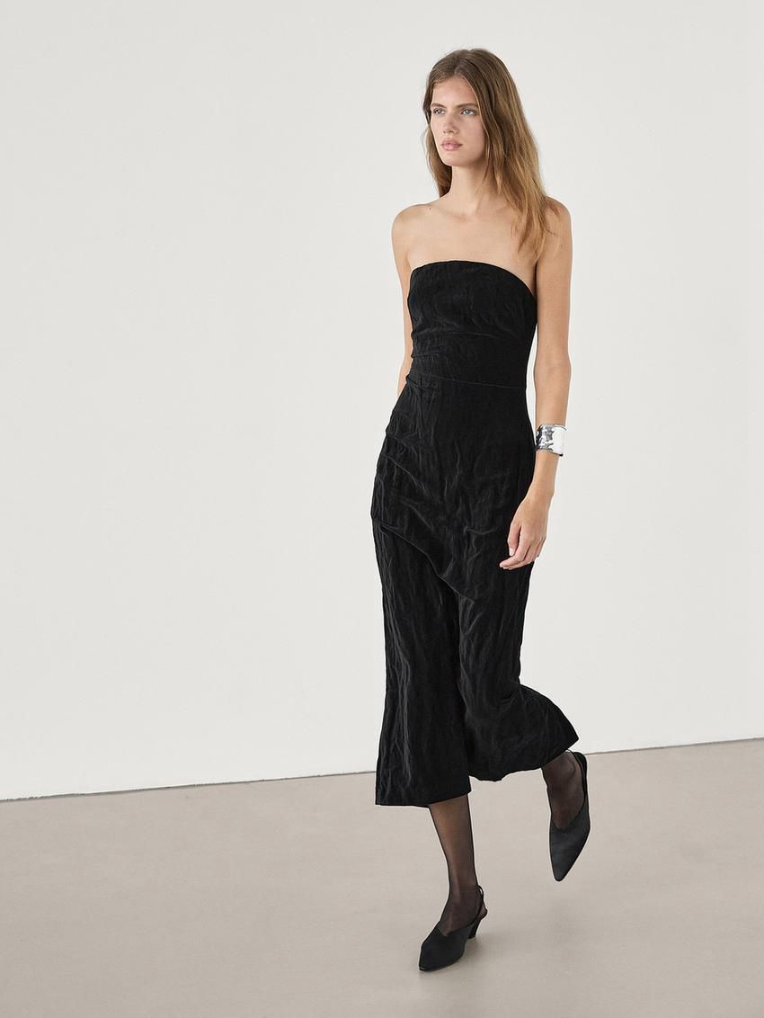 Massimo Dutti Strapless Women Dress Black | US-JS7159603