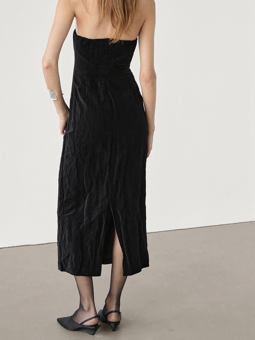 Massimo Dutti Strapless Women Dress Black | US-JS7159603