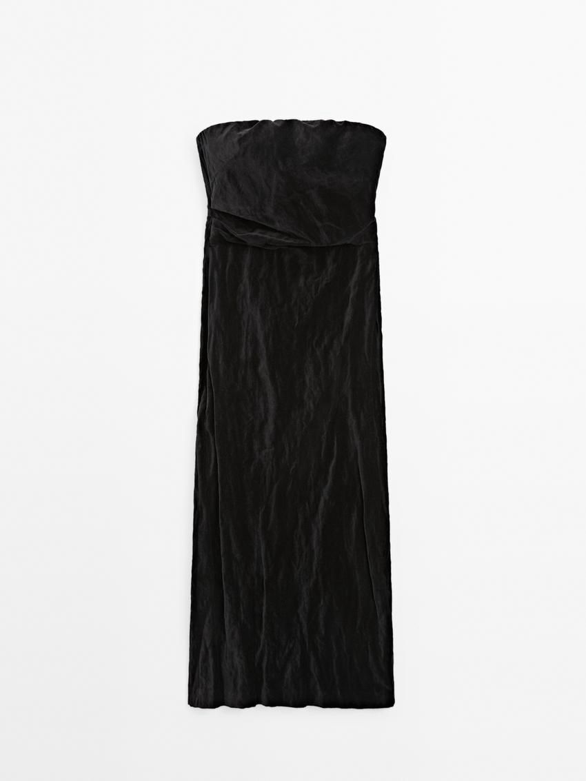 Massimo Dutti Strapless Women Dress Black | US-JS7159603