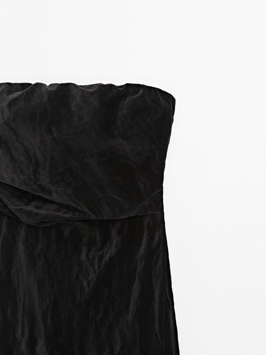 Massimo Dutti Strapless Women Dress Black | US-JS7159603