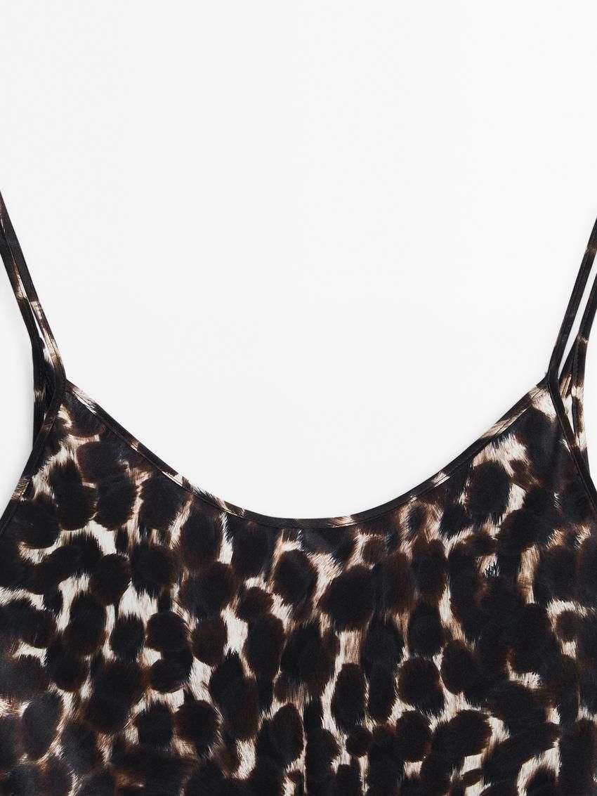 Massimo Dutti Strappy Animal Print Midi Women Dress Leopard | US-YJ1654982
