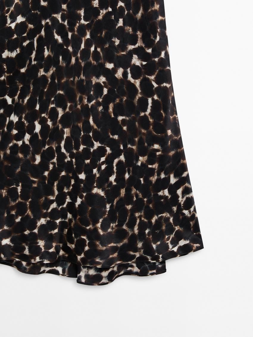 Massimo Dutti Strappy Animal Print Midi Women Dress Leopard | US-YJ1654982