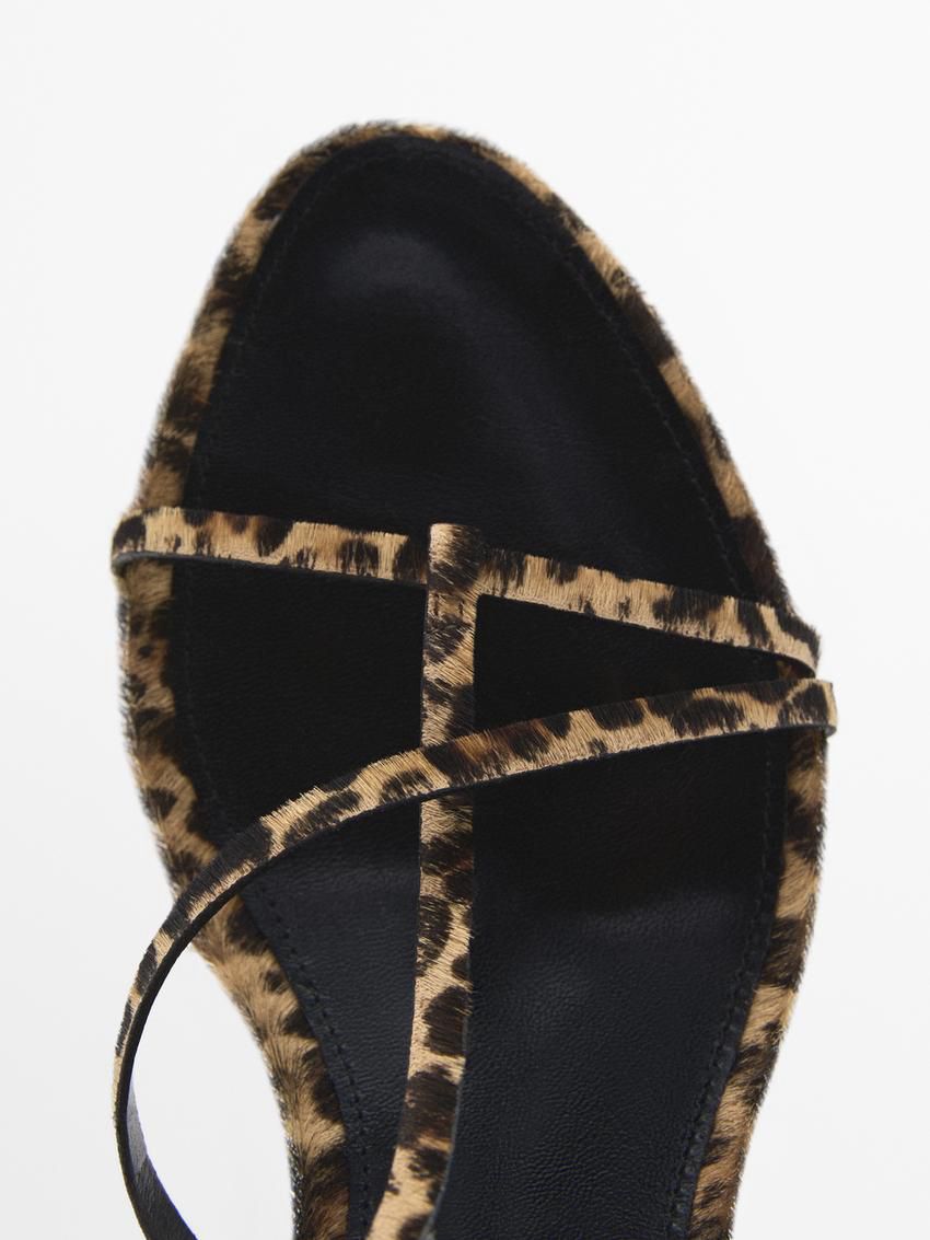 Massimo Dutti Strappy Animal Print Women Heeled Sandals Leopard | US-LW0782163