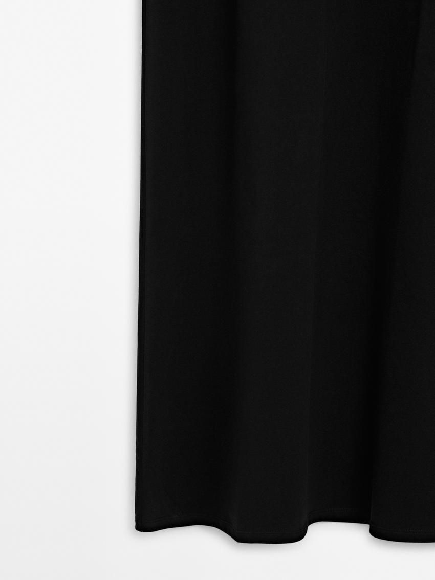 Massimo Dutti Strappy Cotton Midi Women Dress Black | US-HV1954087
