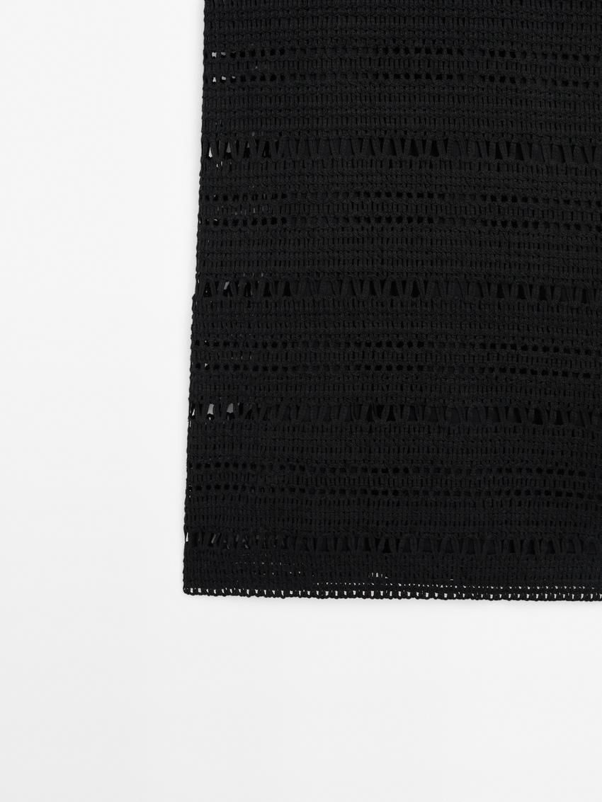 Massimo Dutti Strappy Crochet Midi Women Dress Black | US-UN7854901