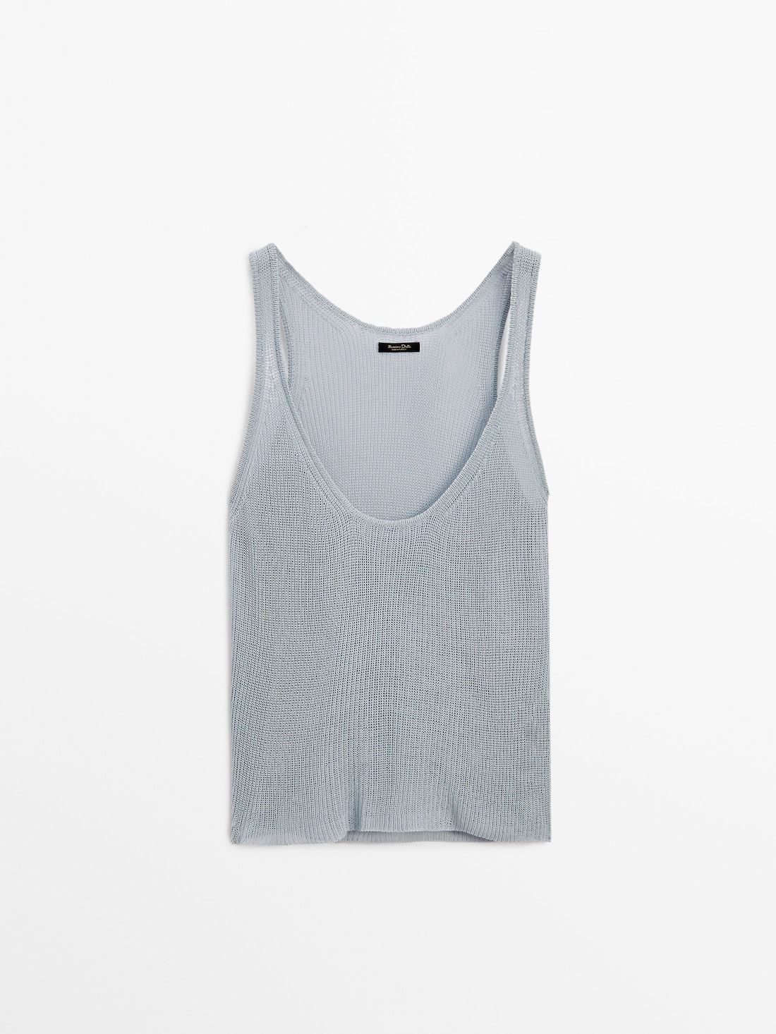 Massimo Dutti Strappy Knit With Neckline Detail Women Top Light Blue | US-BY4125683