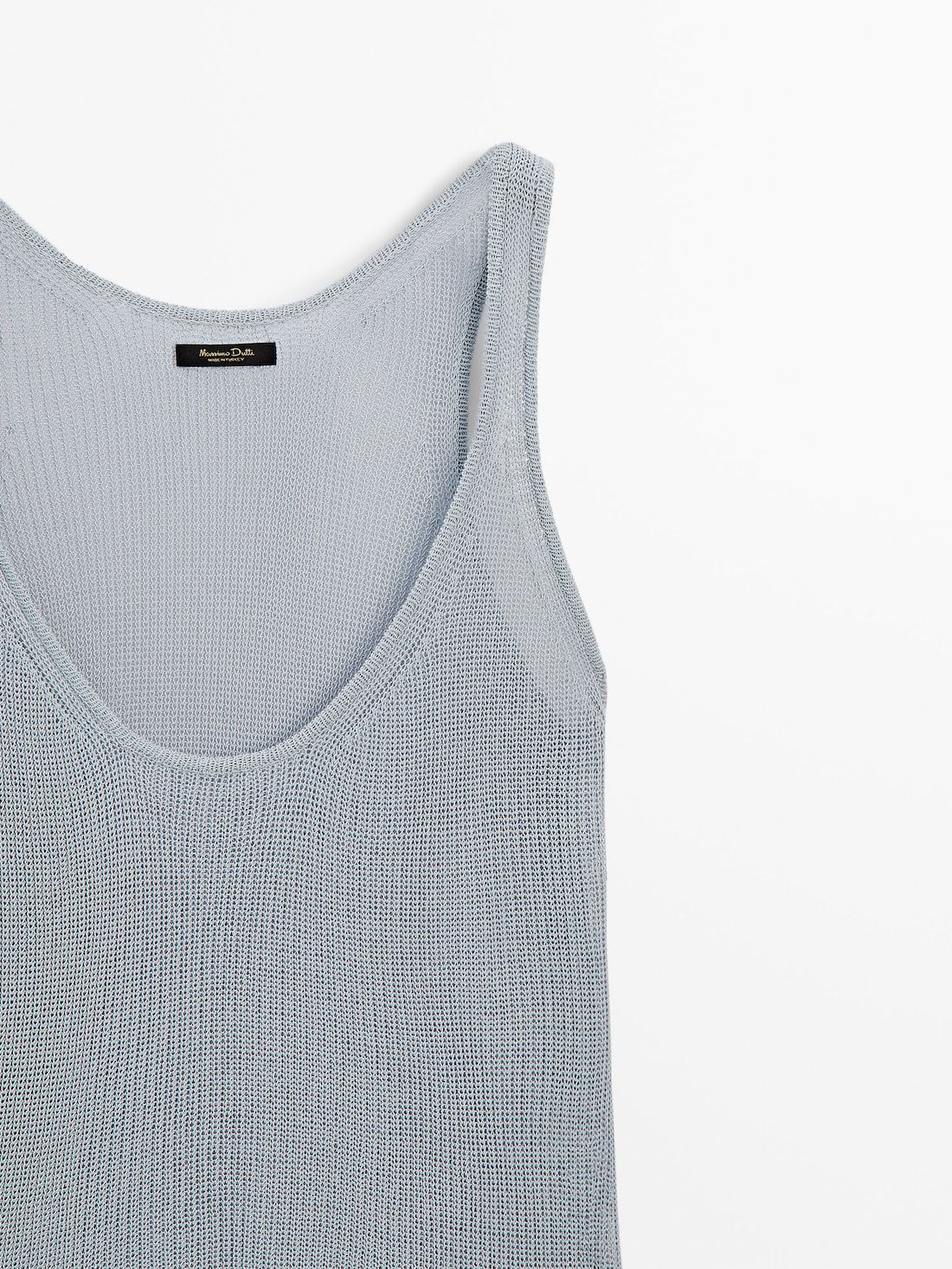 Massimo Dutti Strappy Knit With Neckline Detail Women Top Light Blue | US-BY4125683