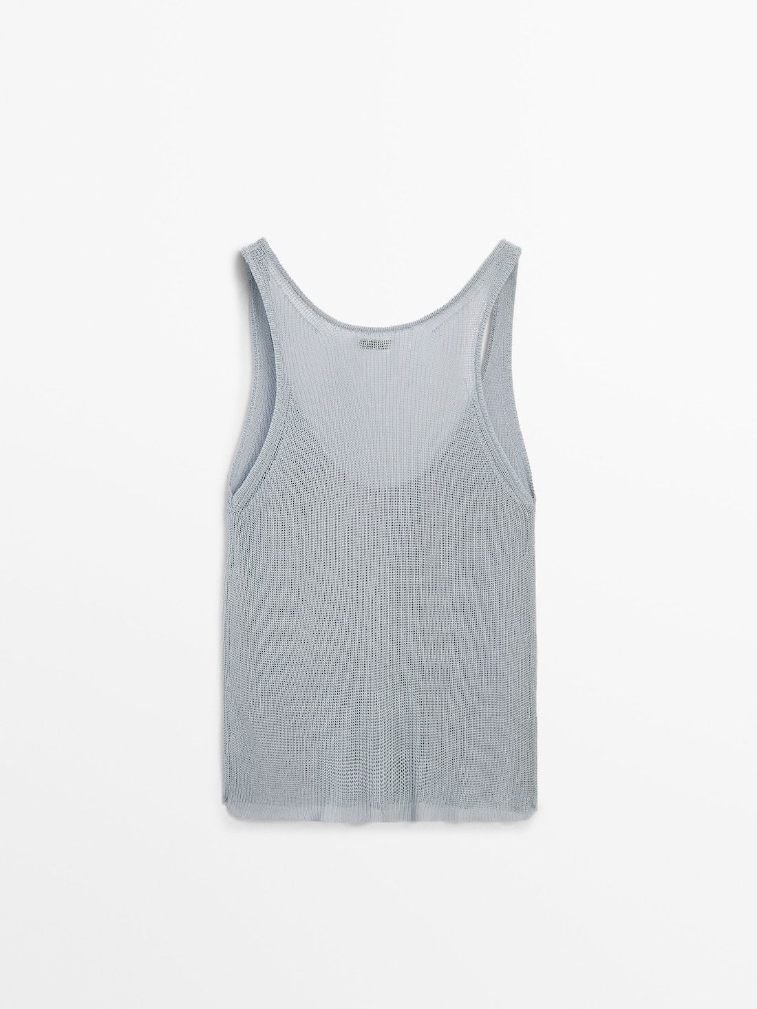 Massimo Dutti Strappy Knit With Neckline Detail Women Top Light Blue | US-BY4125683