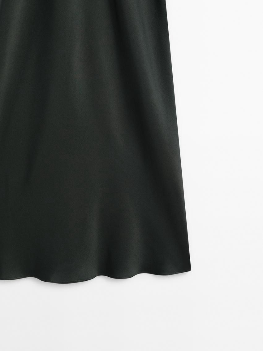 Massimo Dutti Strappy Midi Slip Women Dress Green | US-TC9672308