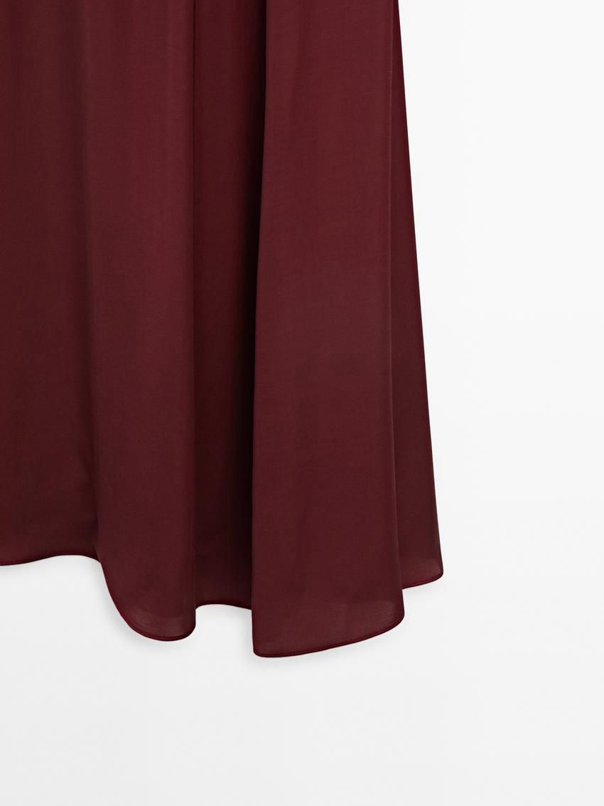 Massimo Dutti Strappy Midi Slip Women Dress Burgundy | US-BN8603142