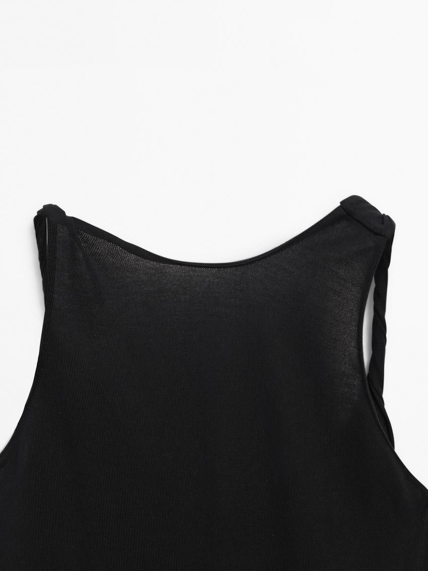 Massimo Dutti Strappy Midi With Knots Women Dress Black | US-YU1027856
