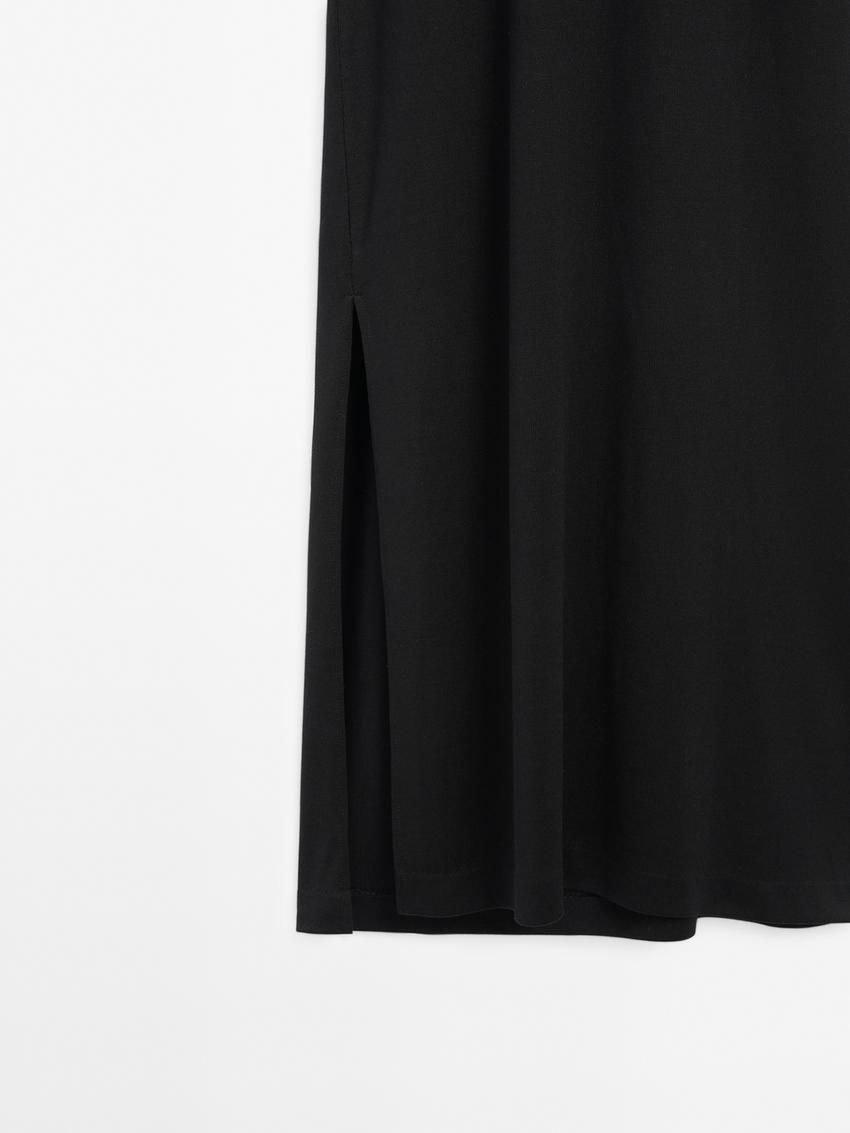 Massimo Dutti Strappy Midi With Knots Women Dress Black | US-YU1027856
