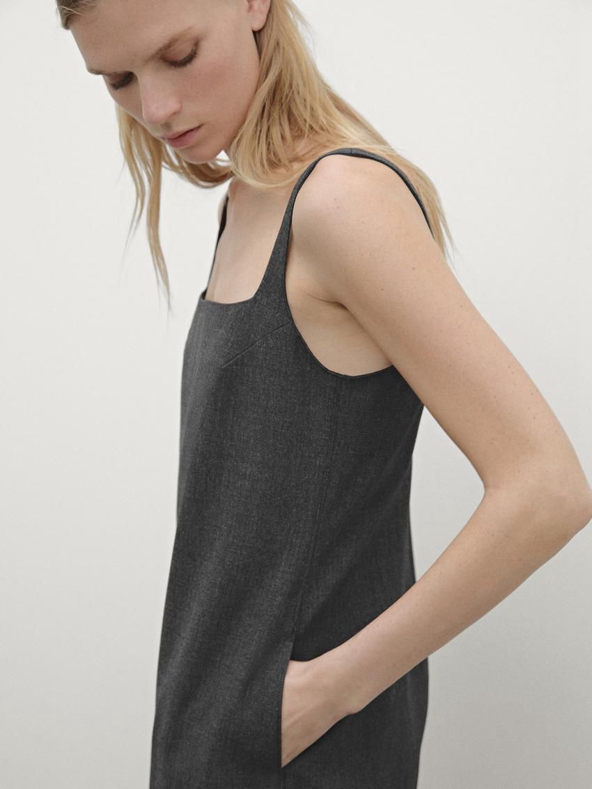 Massimo Dutti Strappy Mini Women Dress Dark Grey | US-BA4096752