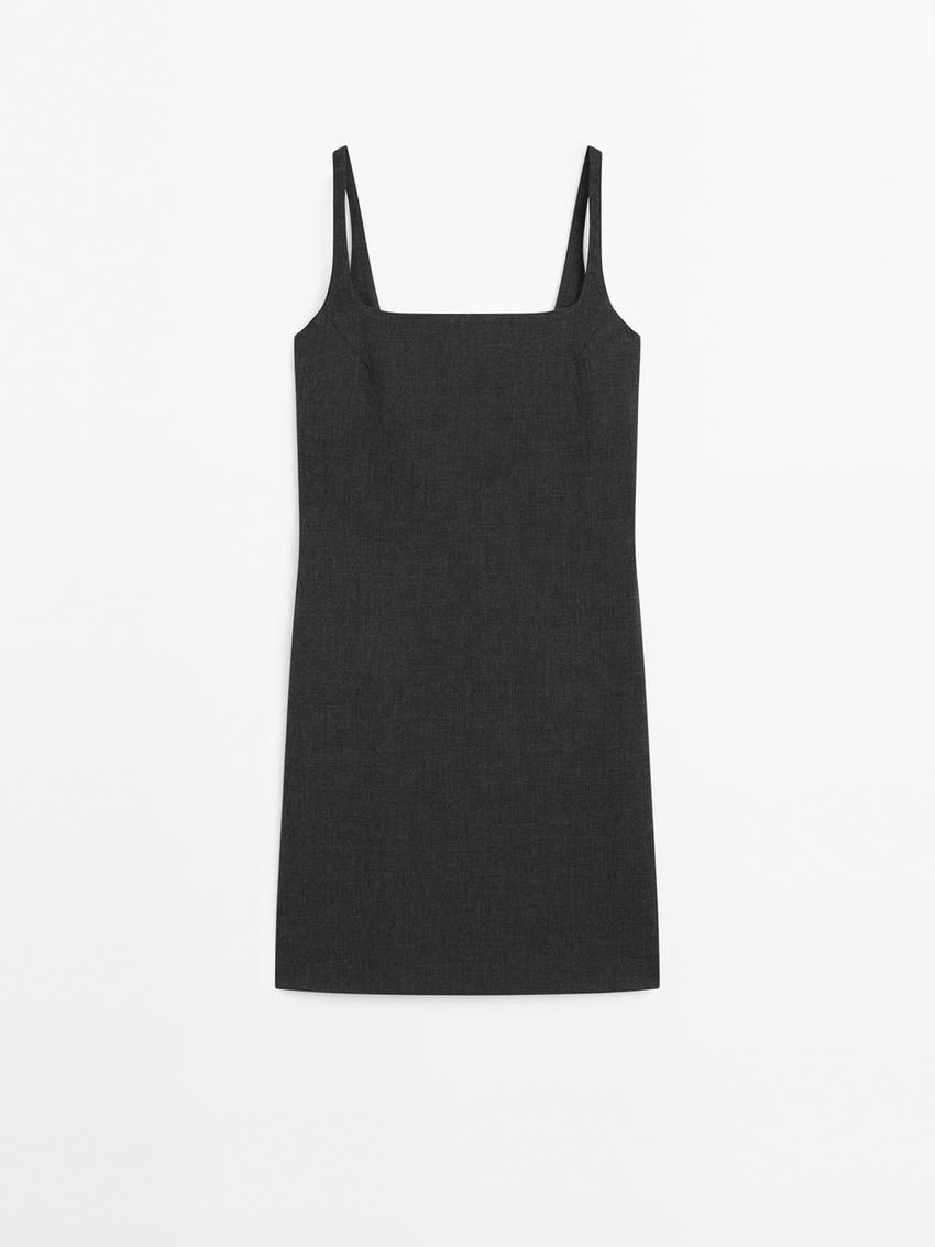 Massimo Dutti Strappy Mini Women Dress Dark Grey | US-BA4096752
