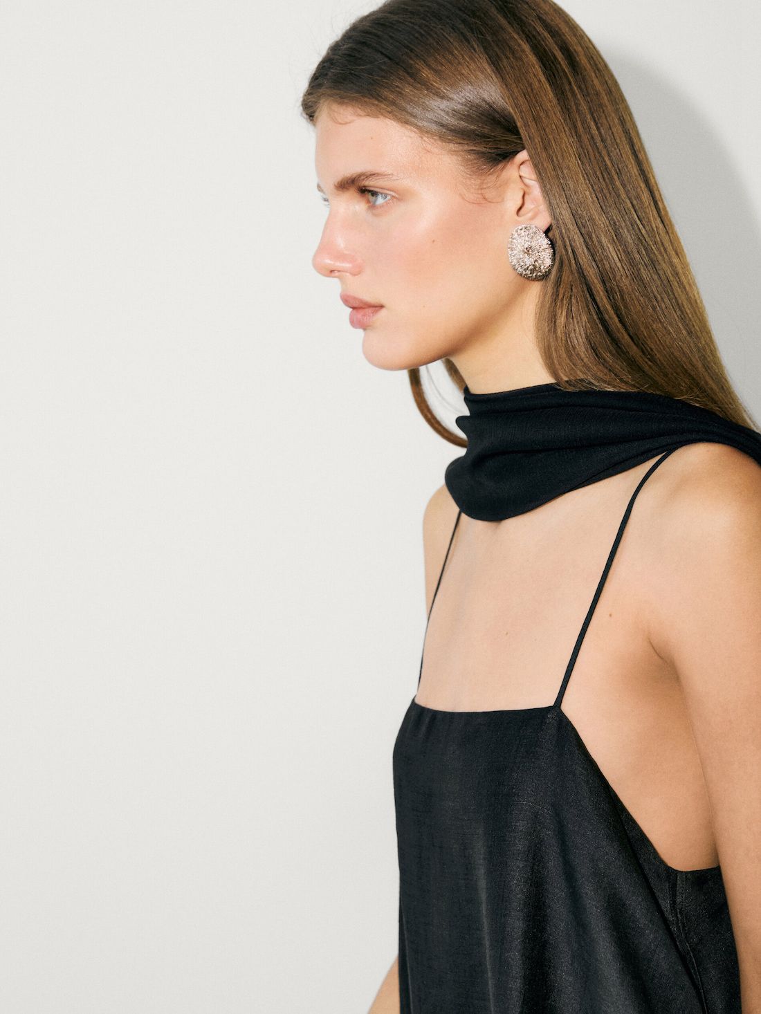 Massimo Dutti Strappy Ramie Midi Women Dress Black | US-CQ9850641