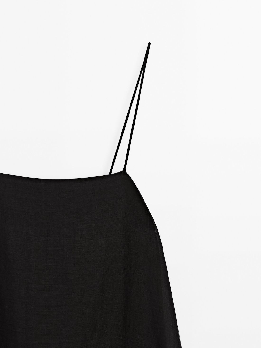 Massimo Dutti Strappy Ramie Midi Women Dress Black | US-CQ9850641