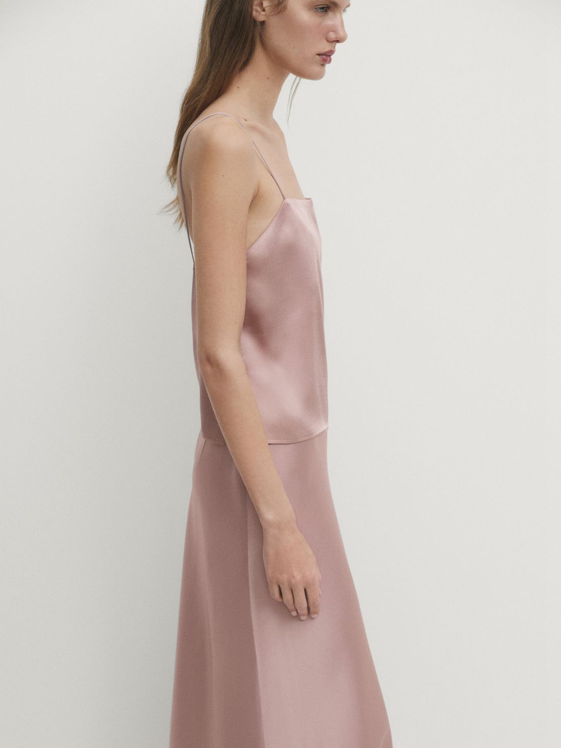 Massimo Dutti Strappy Satin Women Top Pink | US-XW8046795