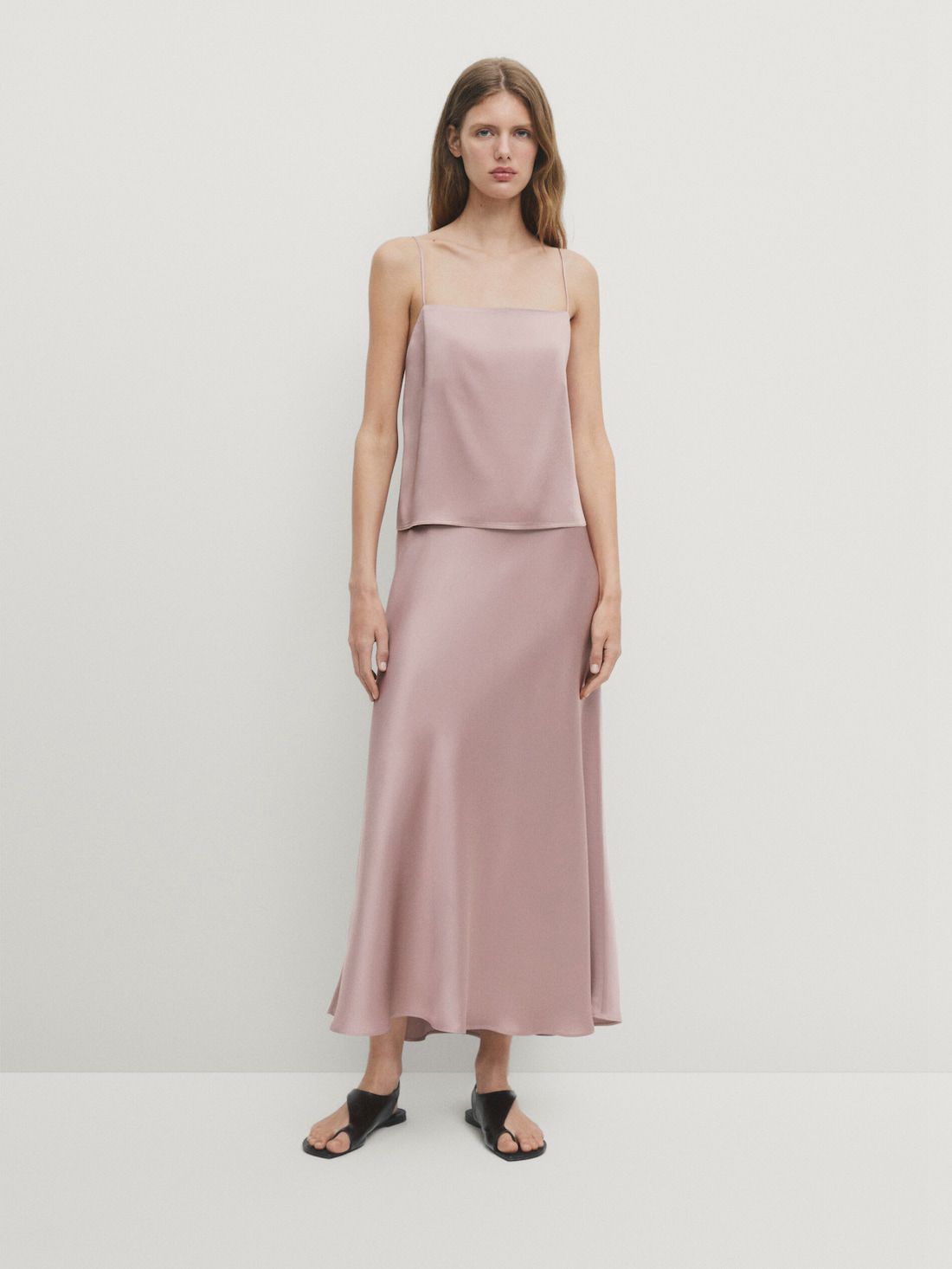 Massimo Dutti Strappy Satin Women Top Pink | US-XW8046795