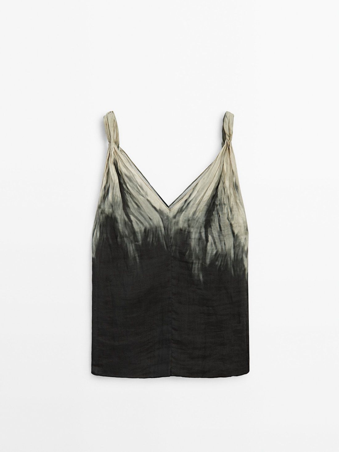 Massimo Dutti Strappy Tie-dye Print Co-ord Women Top Dark Green | US-BU7386120