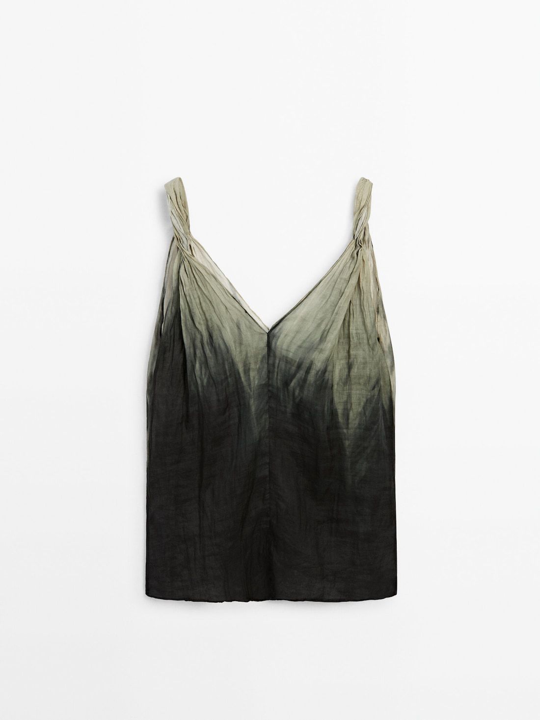 Massimo Dutti Strappy Tie-dye Print Co-ord Women Top Dark Green | US-BU7386120
