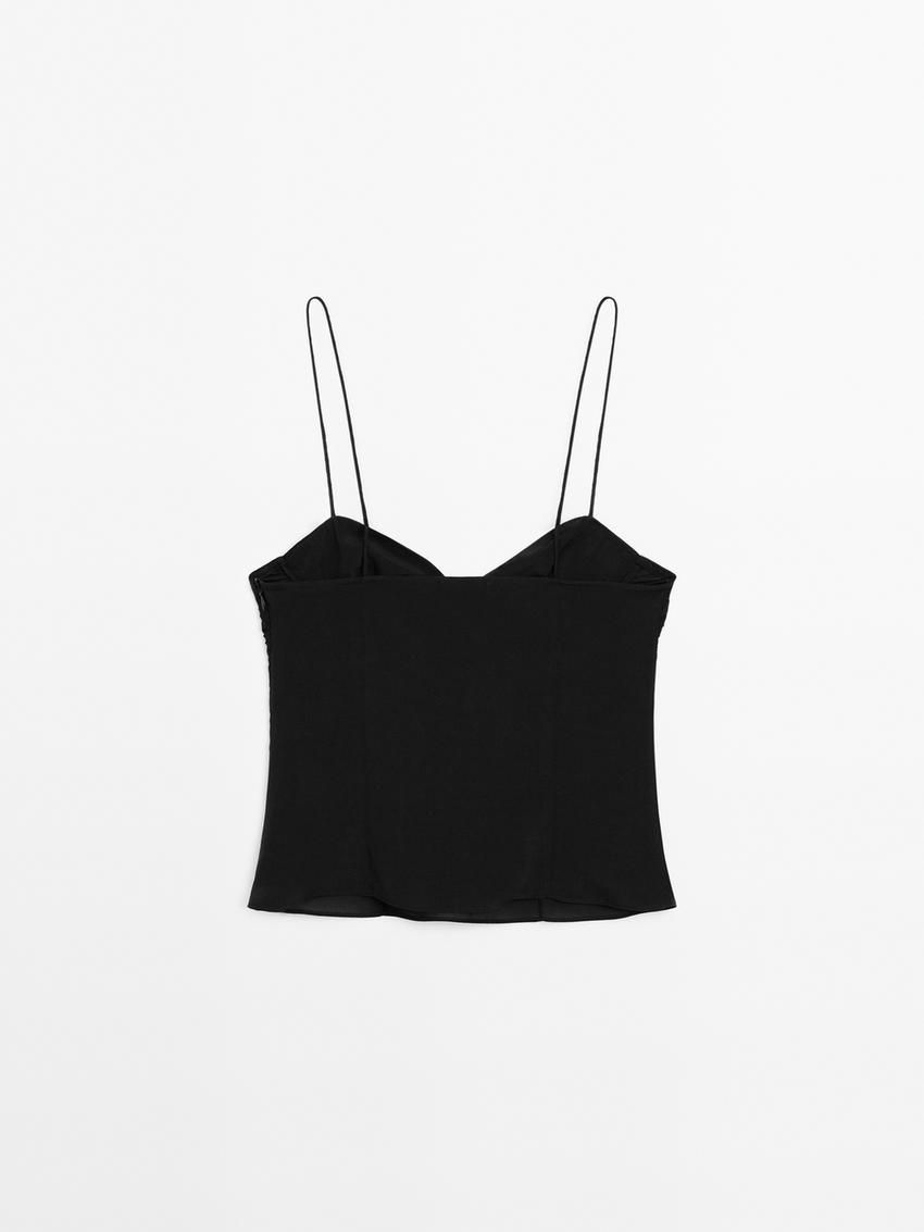 Massimo Dutti Strappy With Underwire Detail Women Top Black | US-OZ8165973