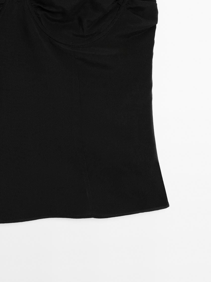 Massimo Dutti Strappy With Underwire Detail Women Top Black | US-OZ8165973