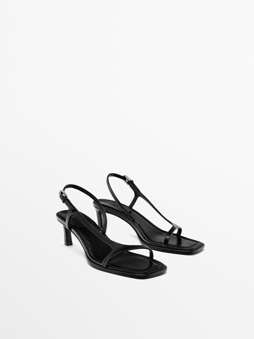 Massimo Dutti Strappy Women Heeled Sandals Black | US-LD2751634