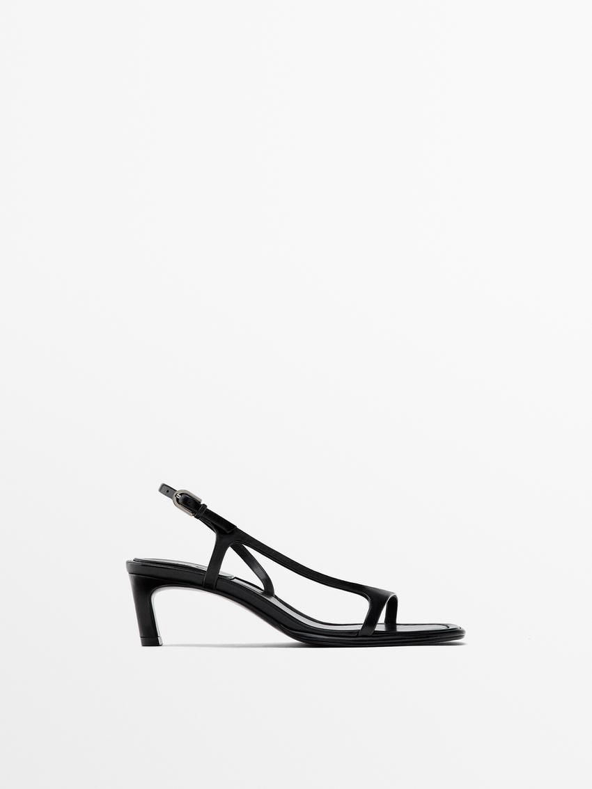 Massimo Dutti Strappy Women Heeled Sandals Black | US-LD2751634