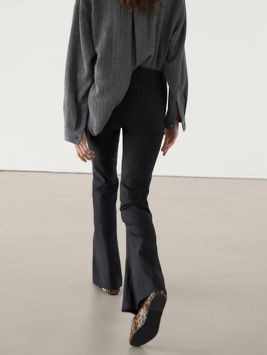 Massimo Dutti Stretch Flare Fit Women Trousers Black | US-QE6327058