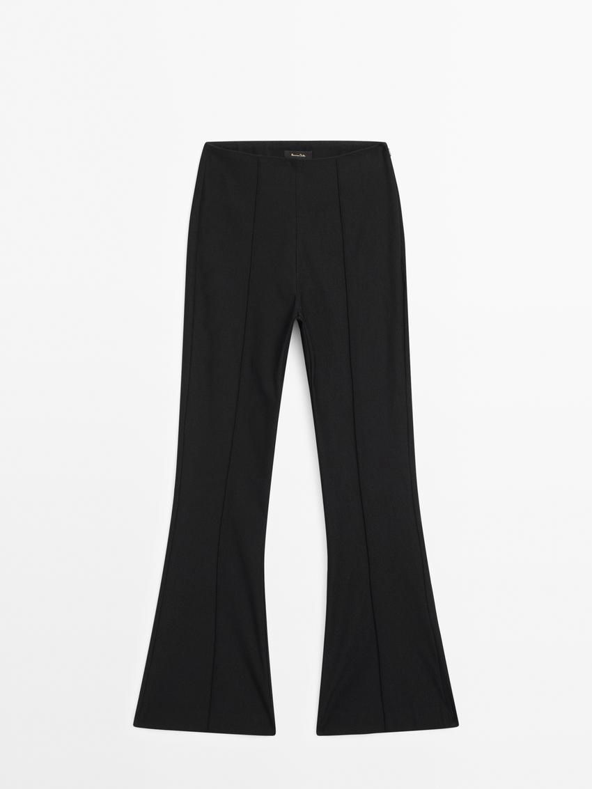Massimo Dutti Stretch Flare Fit Women Trousers Black | US-QE6327058