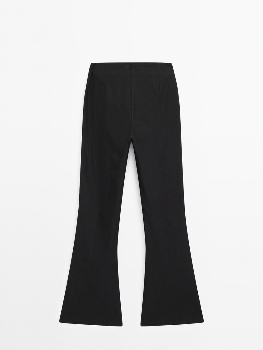 Massimo Dutti Stretch Flare Fit Women Trousers Black | US-QE6327058