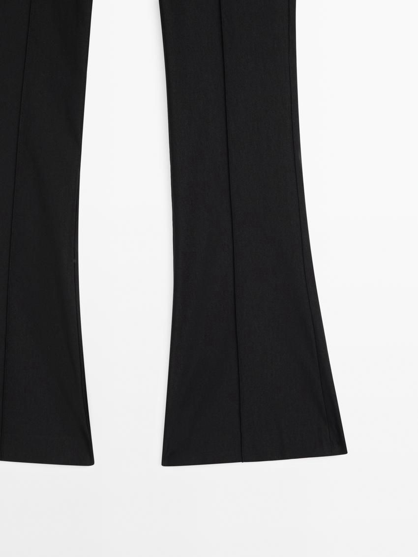 Massimo Dutti Stretch Flare Fit Women Trousers Black | US-QE6327058
