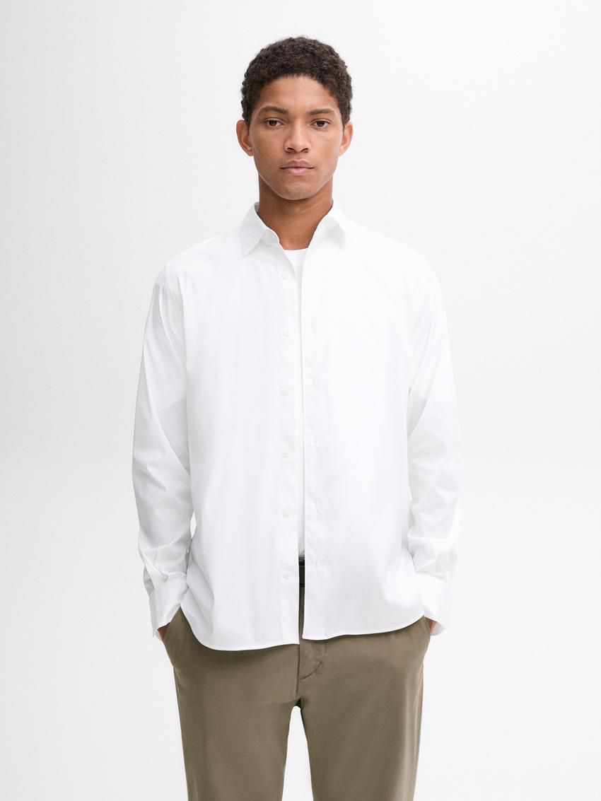 Massimo Dutti Stretch Slim Fit Men Shirts White | US-NJ2593804