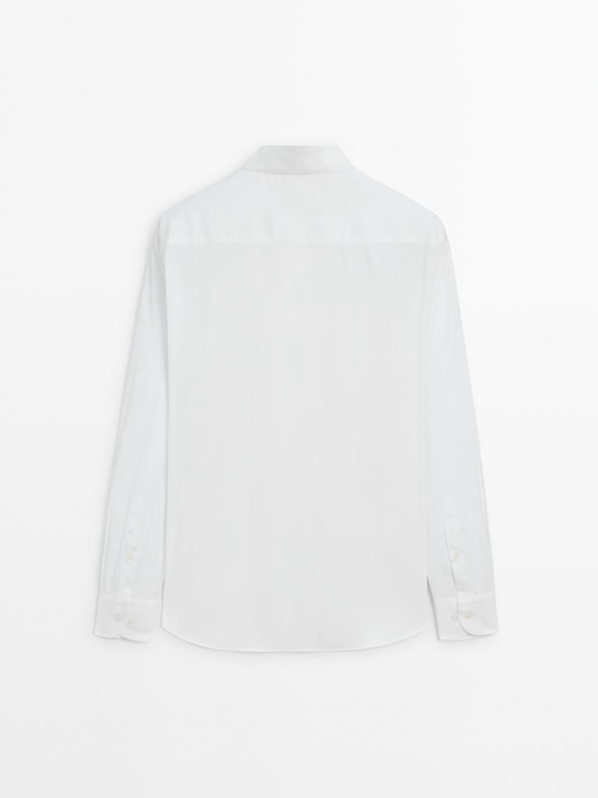 Massimo Dutti Stretch Slim Fit Men Shirts White | US-NJ2593804