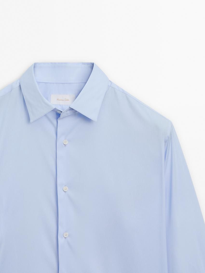 Massimo Dutti Stretch Slim Fit Men Shirts Blue | US-VQ6529701
