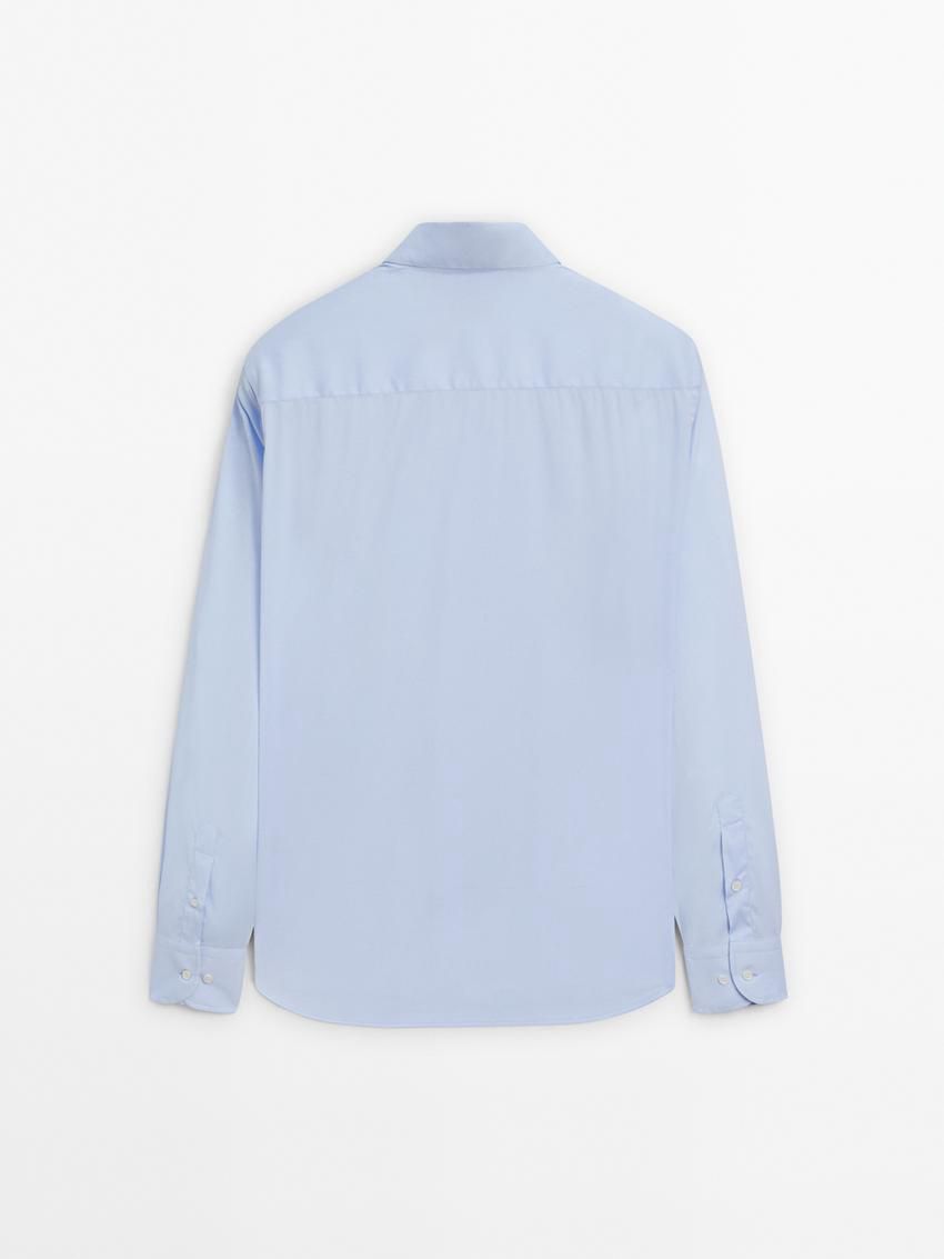 Massimo Dutti Stretch Slim Fit Men Shirts Blue | US-VQ6529701