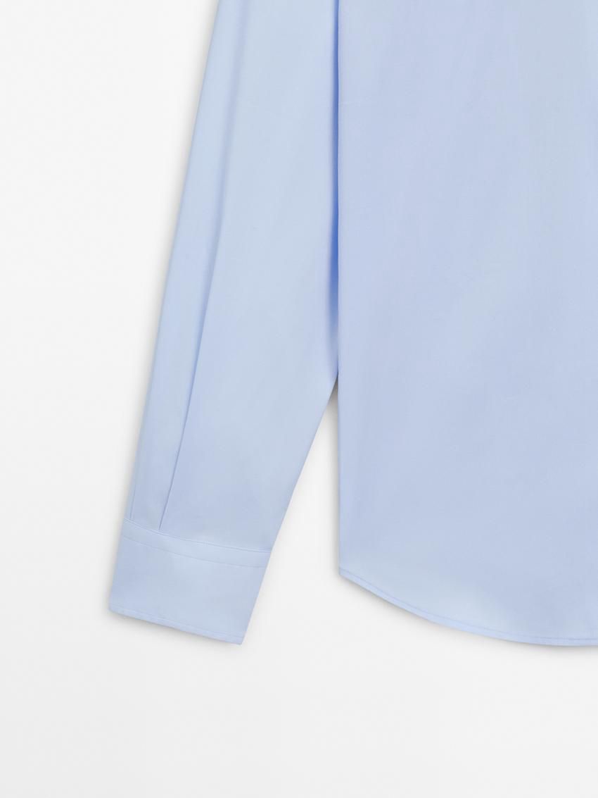 Massimo Dutti Stretch Slim Fit Men Shirts Blue | US-VQ6529701