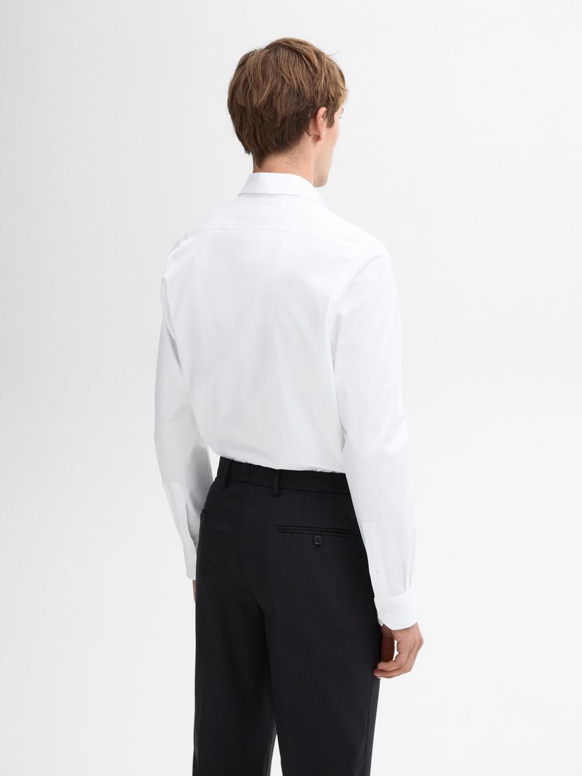 Massimo Dutti Stretch Slim-fit Cotton Twill Men Shirts White | US-GK3567819