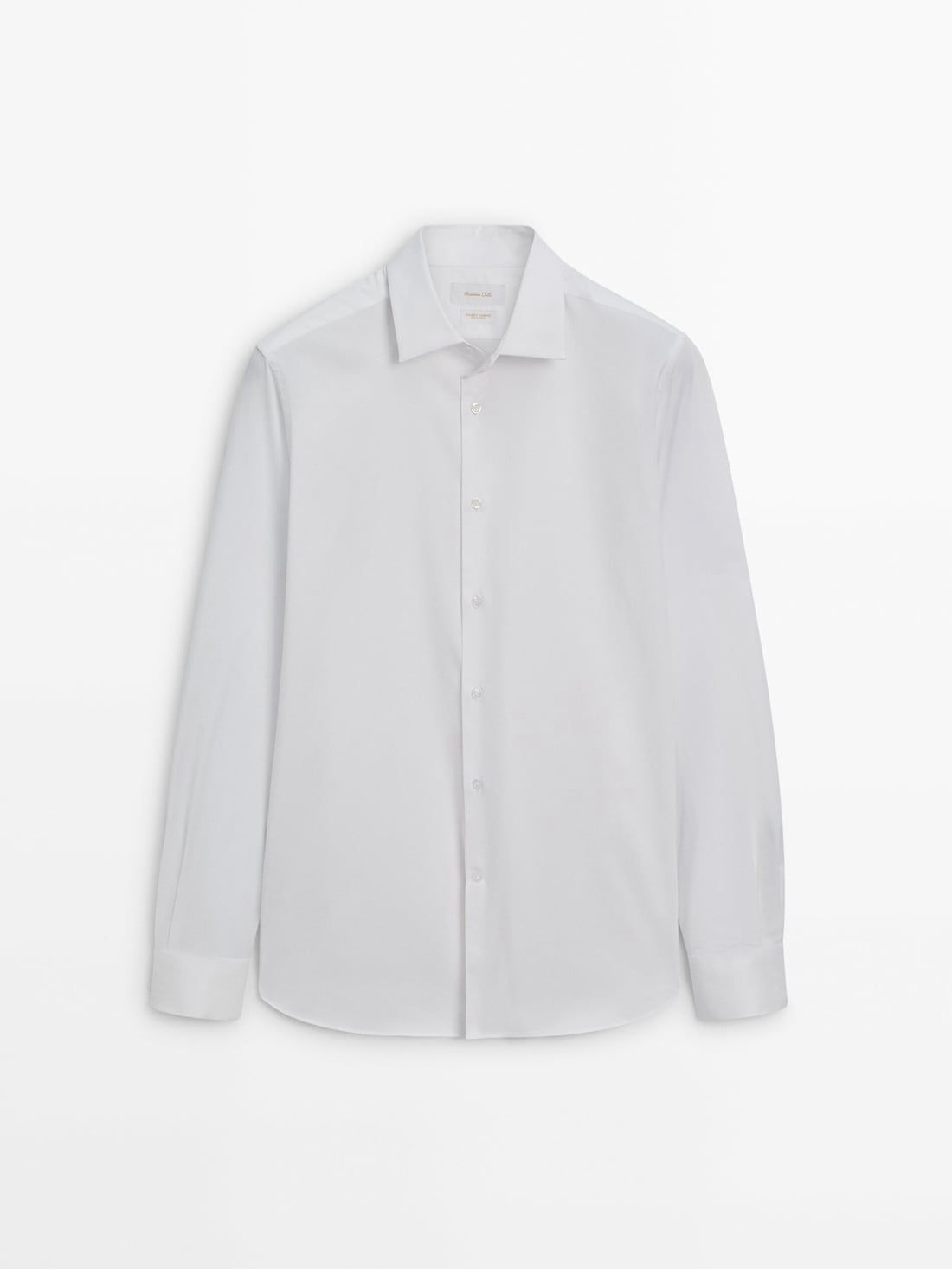 Massimo Dutti Stretch Slim-fit Cotton Twill Men Shirts White | US-GK3567819