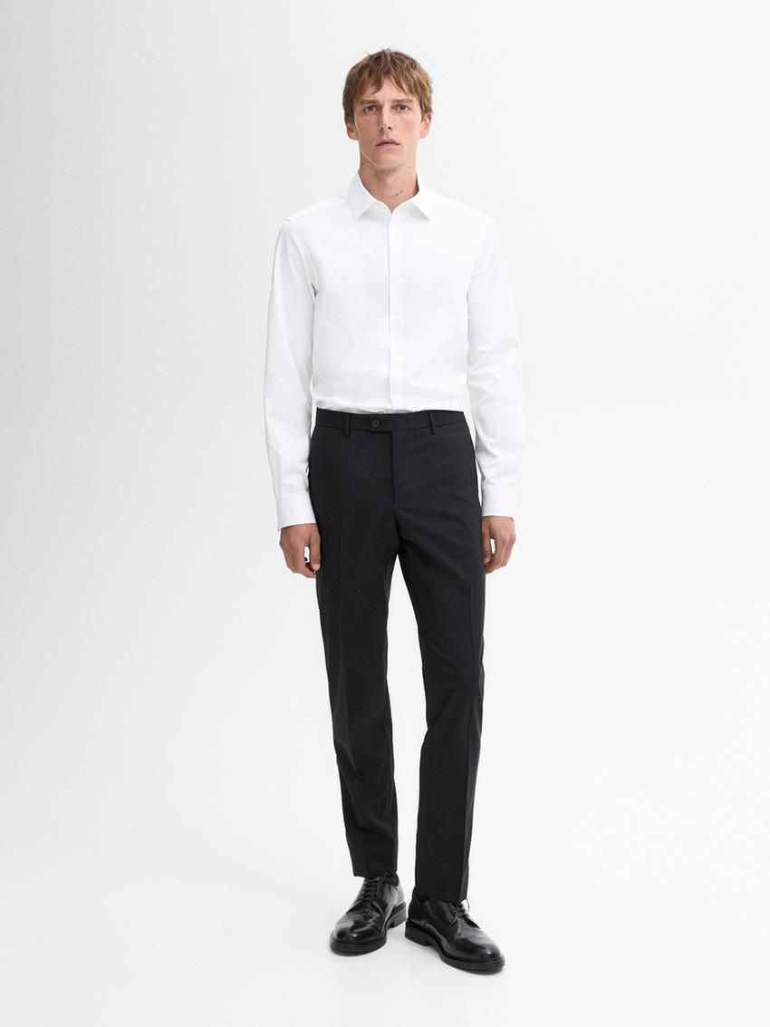 Massimo Dutti Stretch Slim-fit Cotton Twill Men Shirts White | US-GK3567819