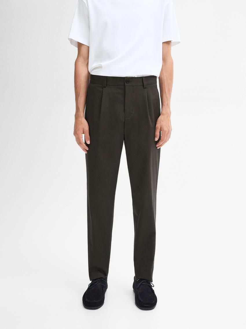 Massimo Dutti Stretch Twill Men Trousers Dark Brown | US-XH5634201