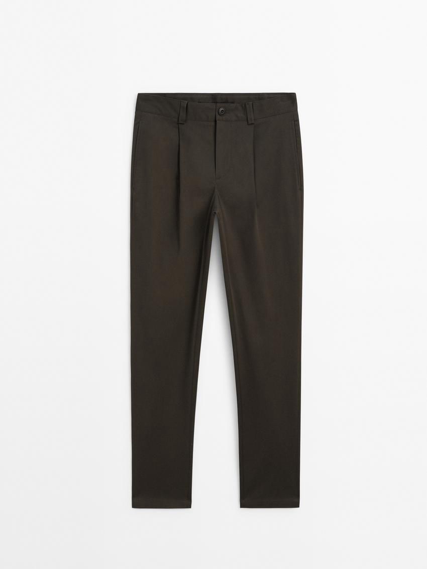 Massimo Dutti Stretch Twill Men Trousers Dark Brown | US-XH5634201
