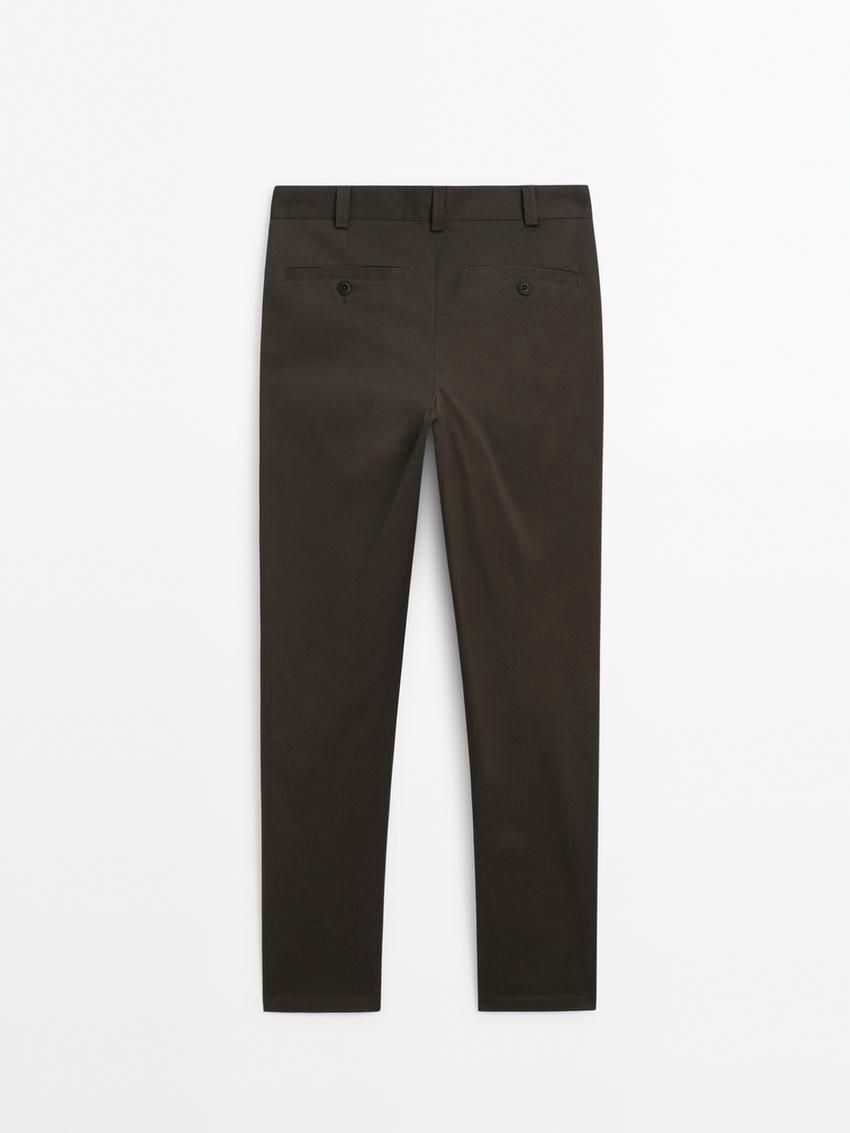 Massimo Dutti Stretch Twill Men Trousers Dark Brown | US-XH5634201