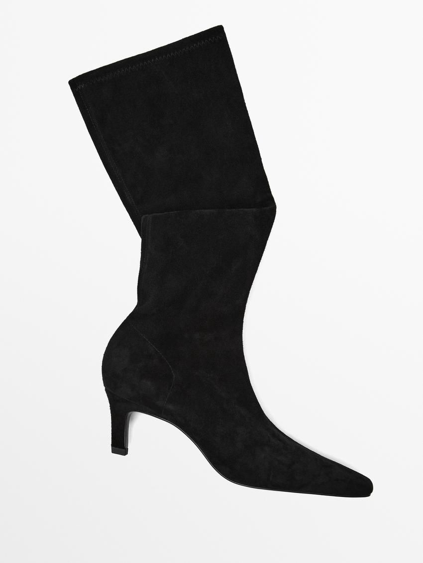 Massimo Dutti Stretch Women Knee-high Boots Black | US-BD6341987