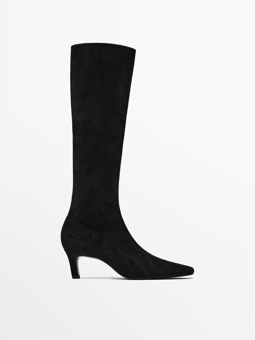 Massimo Dutti Stretch Women Knee-high Boots Black | US-BD6341987