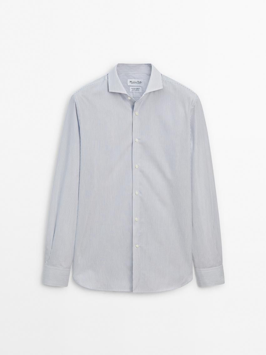 Massimo Dutti Striped Detail Men Shirts Navy / White | US-UN3640285