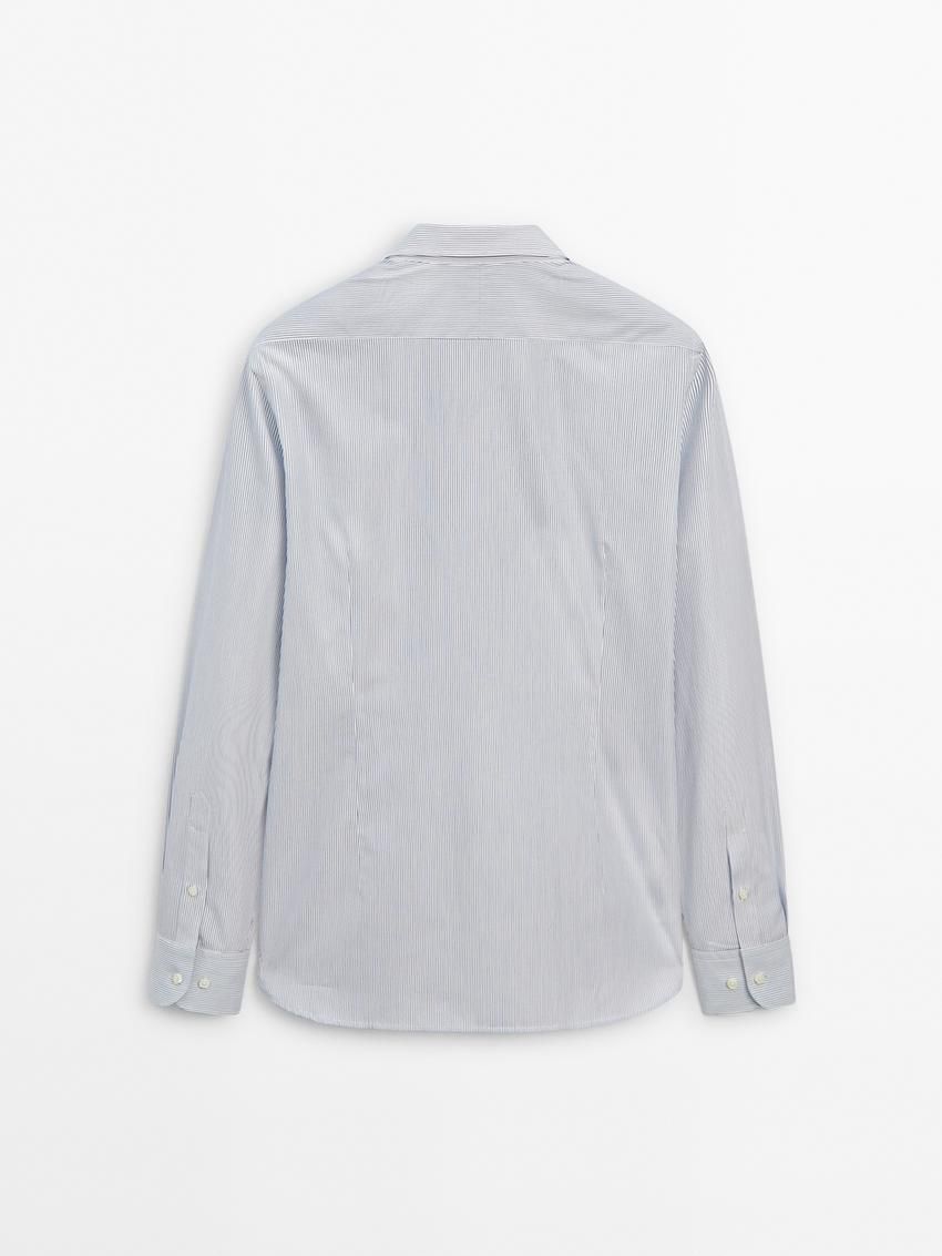 Massimo Dutti Striped Detail Men Shirts Navy / White | US-UN3640285